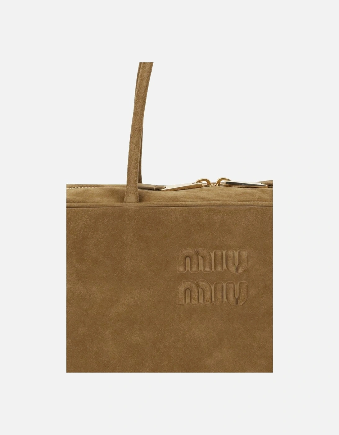 Suede Leather Handbag with Adjustable Shoulder Strap Women - Beige