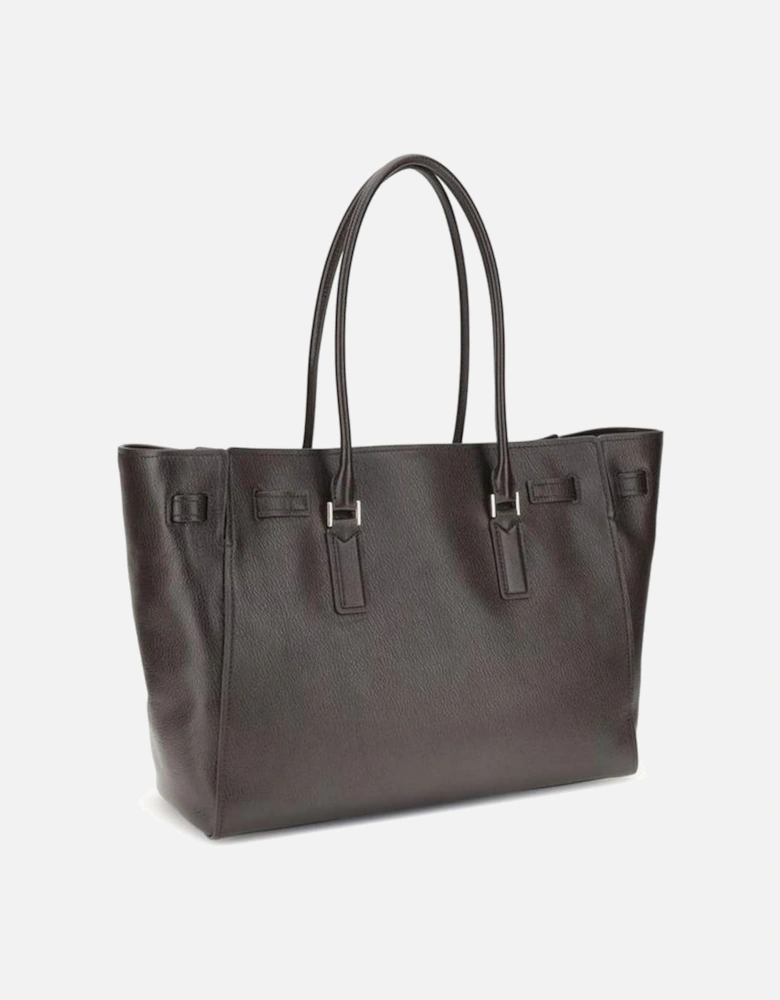 Leather Double-Breasted Trench Coat Women - Brown Shoulder Bags