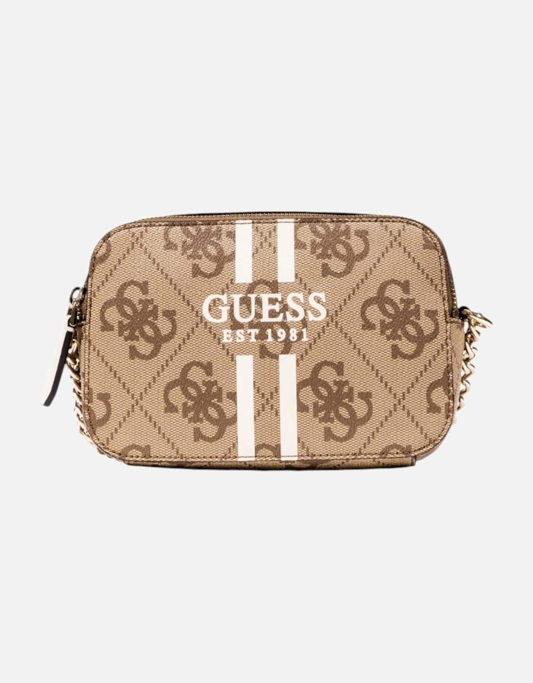 Printed Shoulder Bag with Zip Fastening Women - Beige