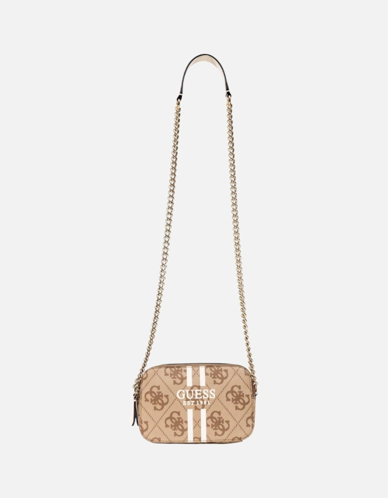 Printed Shoulder Bag with Zip Fastening Women - Beige