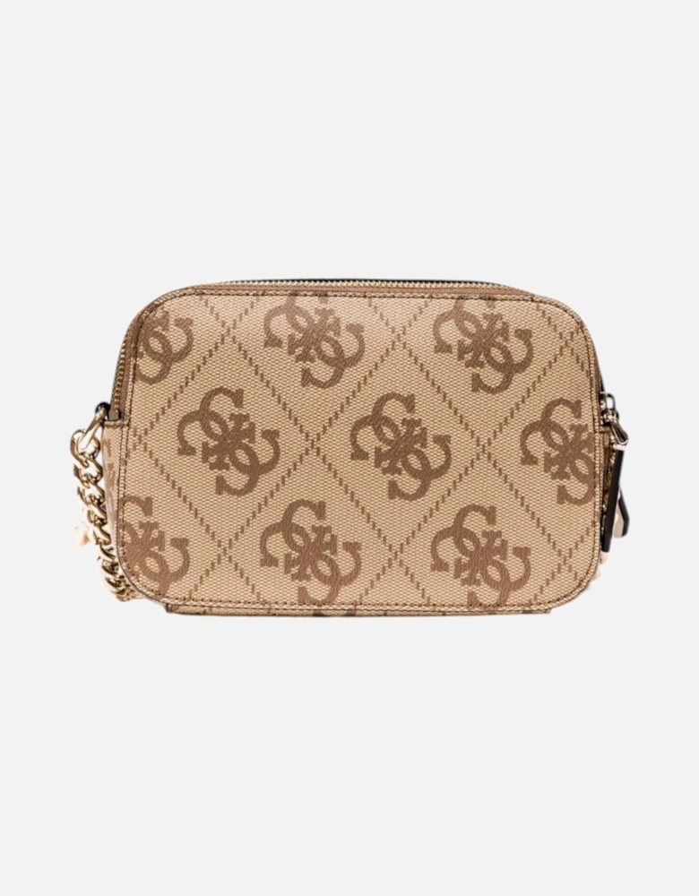 Printed Shoulder Bag with Zip Fastening Women - Beige
