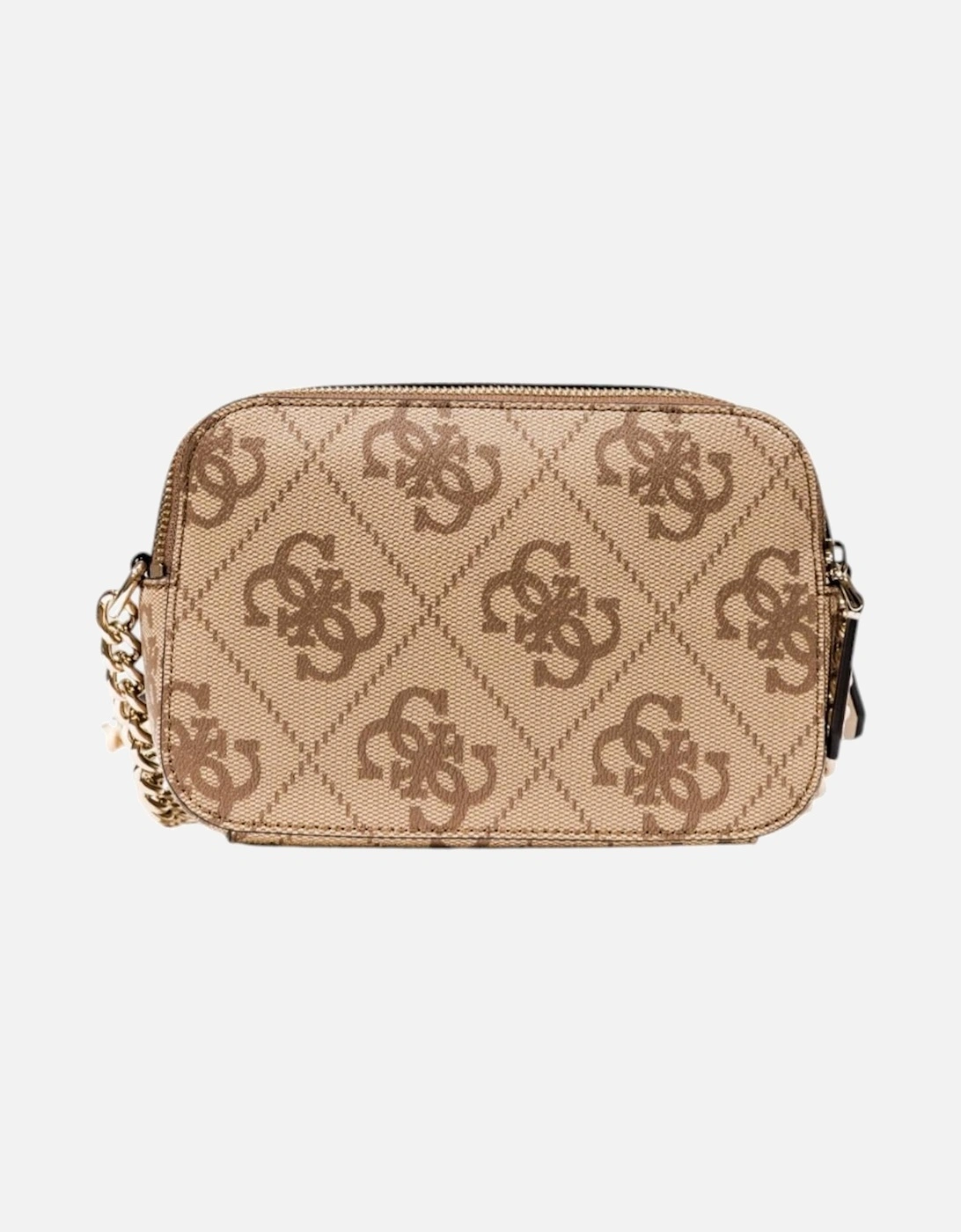 Printed Shoulder Bag with Zip Fastening Women - Beige