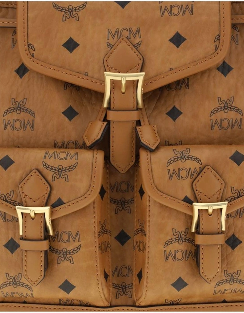 Oversized Distressed Denim Jacket with Pockets Women - Brown Backpacks