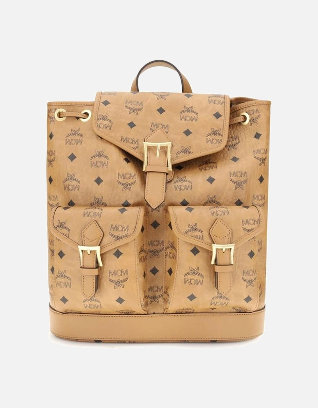Leather Crossbody Bag with Gold Hardware Women - Beige Backpacks, 4 of 3