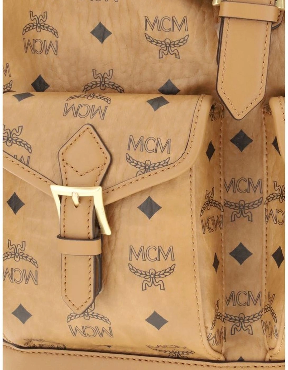 Leather Crossbody Bag with Gold Hardware Women - Beige Backpacks
