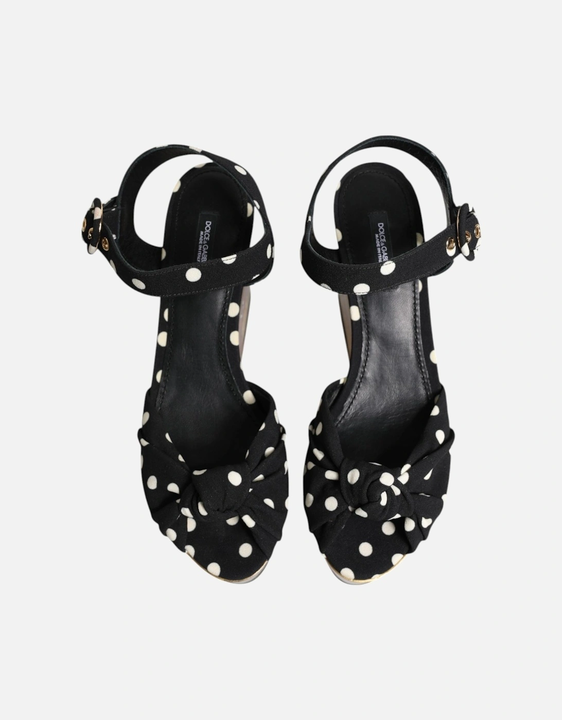 Polka Dot Fabric Ankle Strap Wedge Sandals Women - Multicolor
