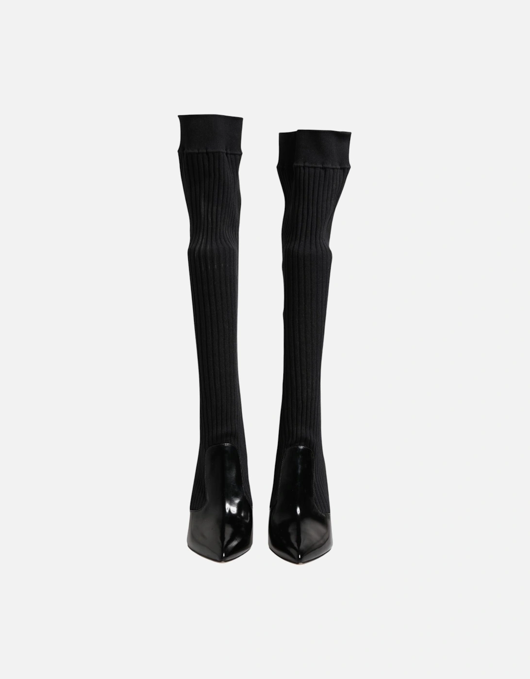 Stretch Sock Boots with Leather Sole Women - Black