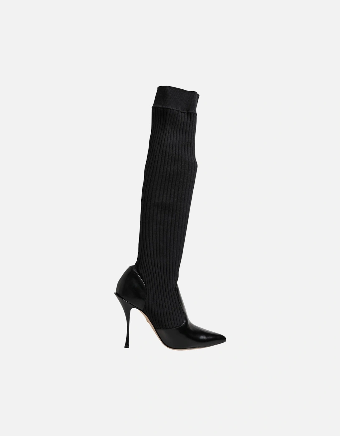 Stretch Sock Boots with Leather Sole Women - Black, 7 of 6
