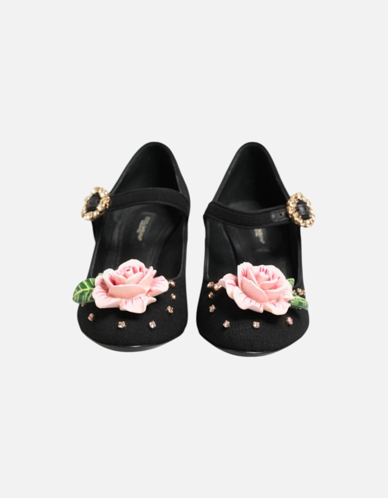 Embellished High-Heeled Shoes with Buckle Closure Women - Black Pumps