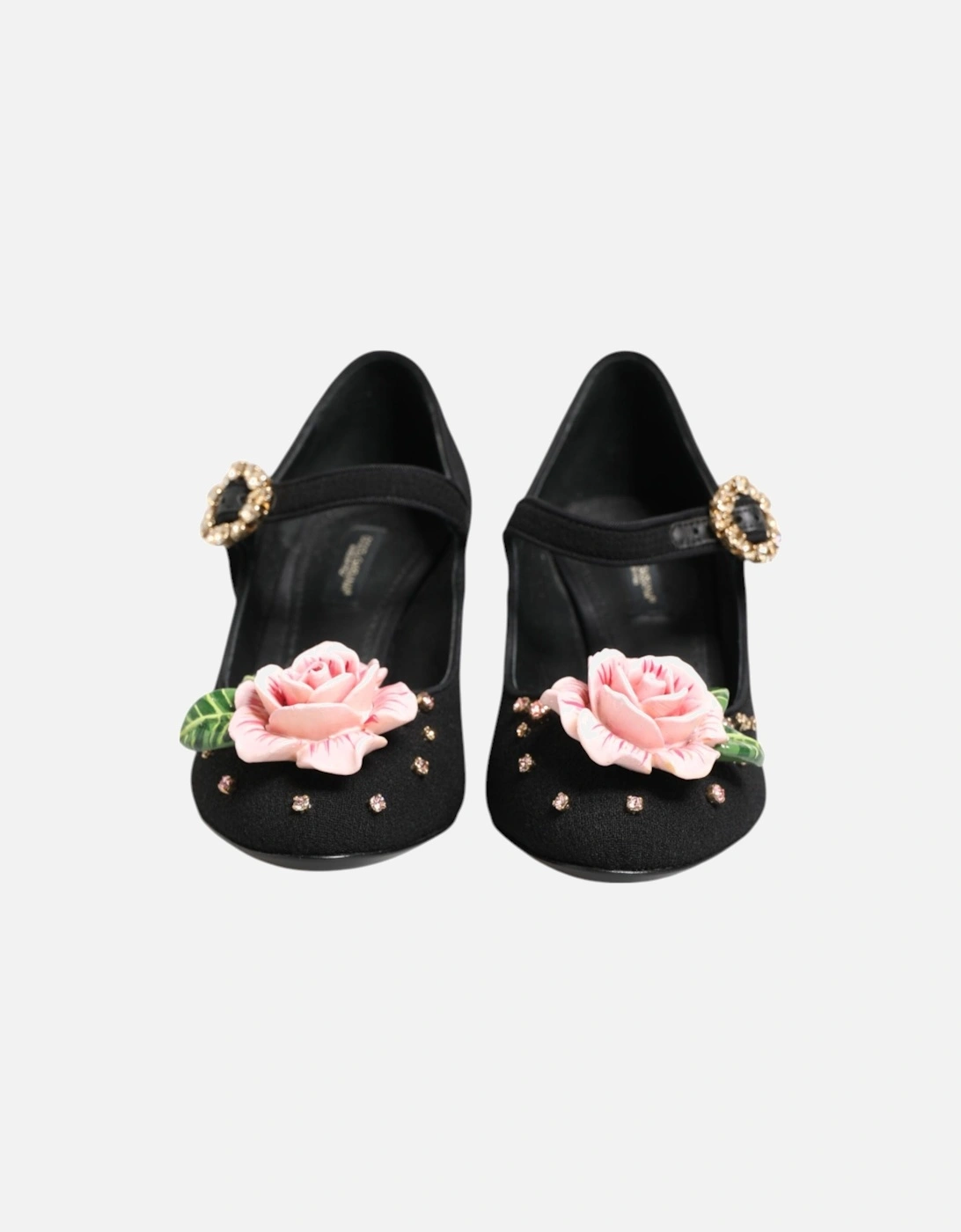 Embellished High-Heeled Shoes with Buckle Closure Women - Black Pumps
