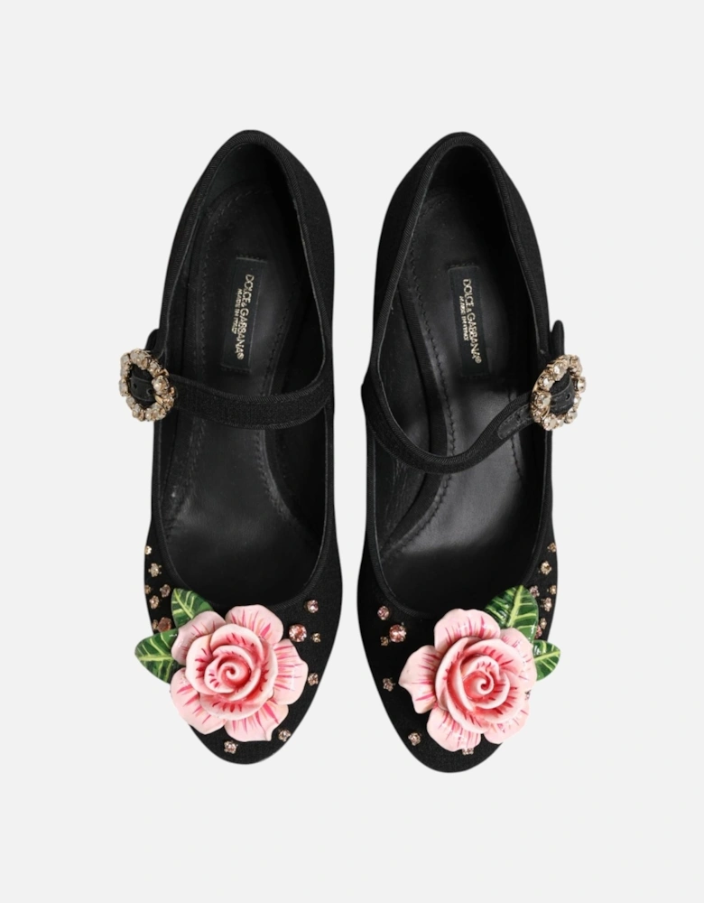 Embellished High-Heeled Shoes with Buckle Closure Women - Black Pumps