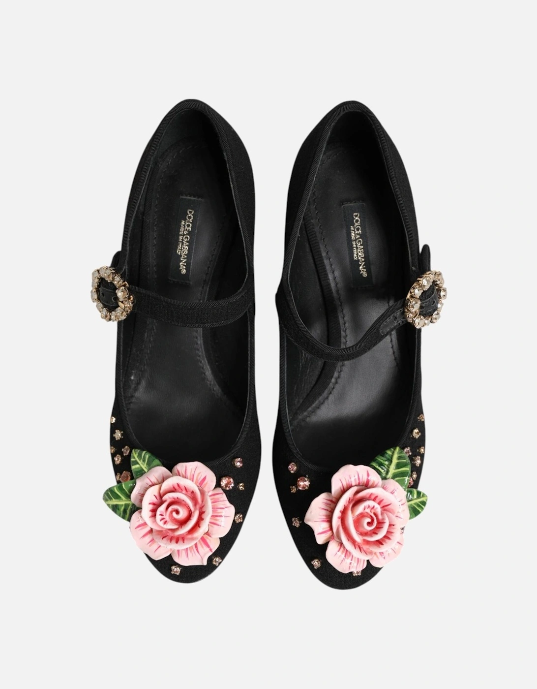 Embellished High-Heeled Shoes with Buckle Closure Women - Black Pumps