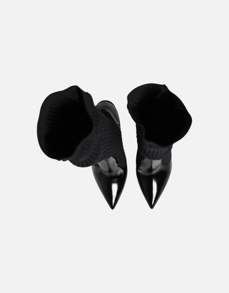 Stretch Sock Boots with Leather Sole Women - Black