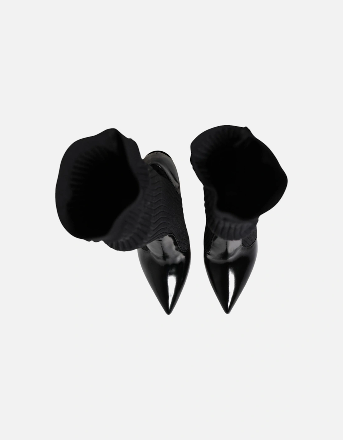Stretch Sock Boots with Leather Sole Women - Black