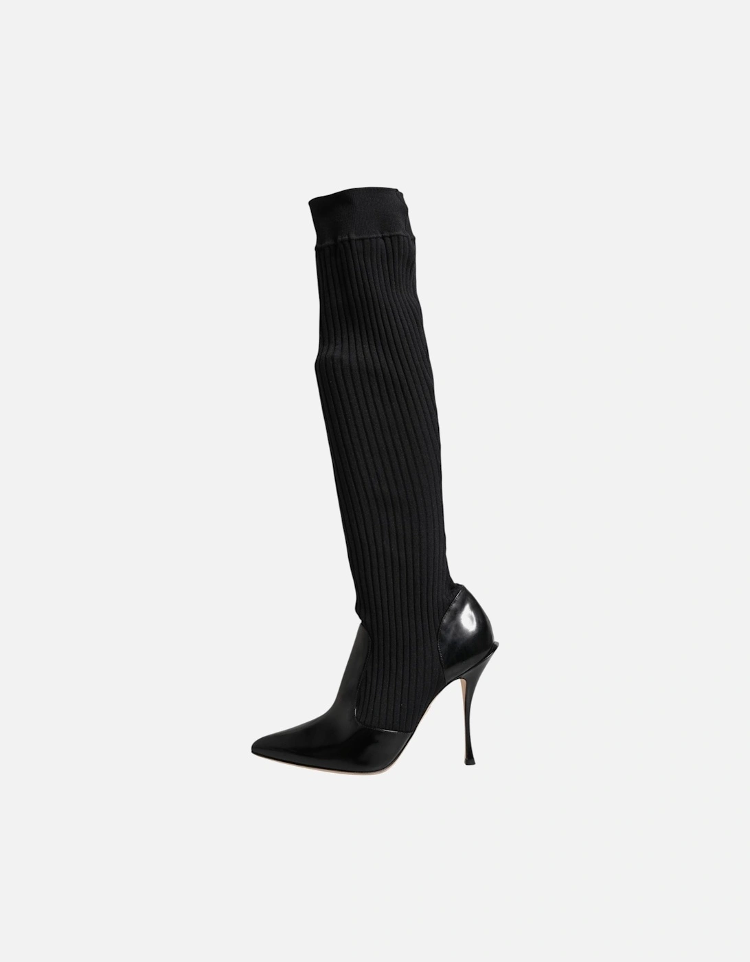 Stretch Sock Boots with Leather Sole Women - Black