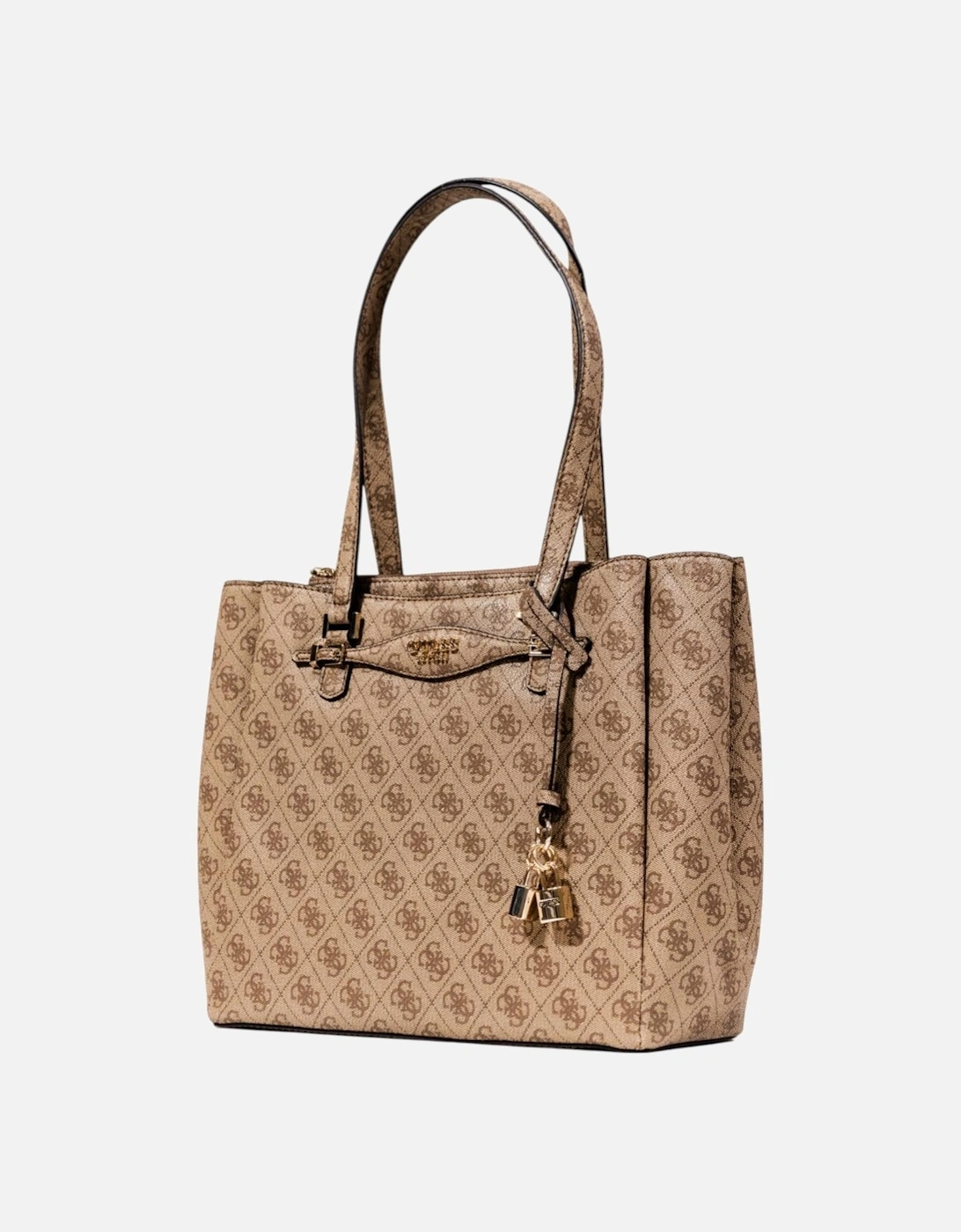 Print Handbag with Zip and Multiple Pockets Women - Beige Bags