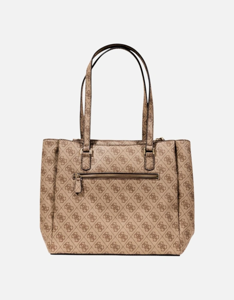 Print Handbag with Zip and Multiple Pockets Women - Beige Bags