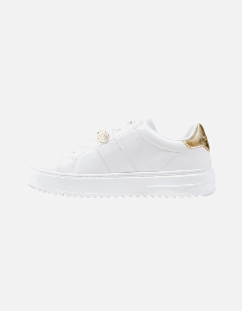 Lace-Up Polyurethane Sneakers Women - White