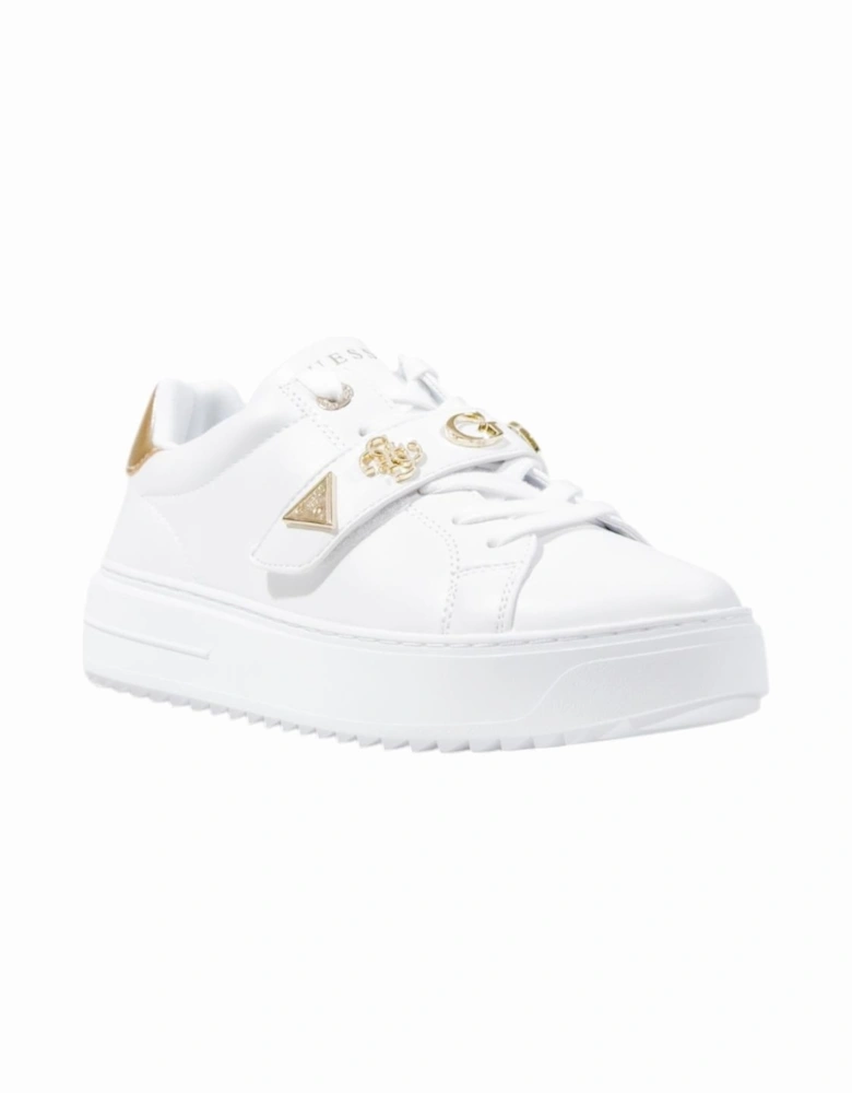 Lace-Up Polyurethane Sneakers Women - White