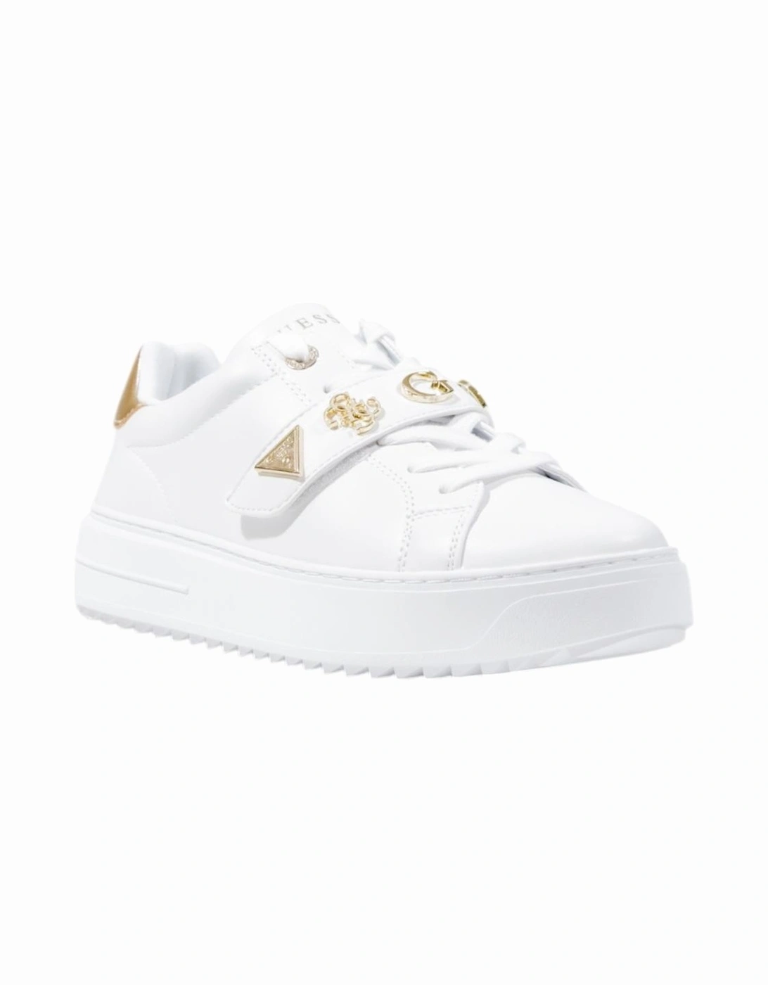Lace-Up Polyurethane Sneakers Women - White