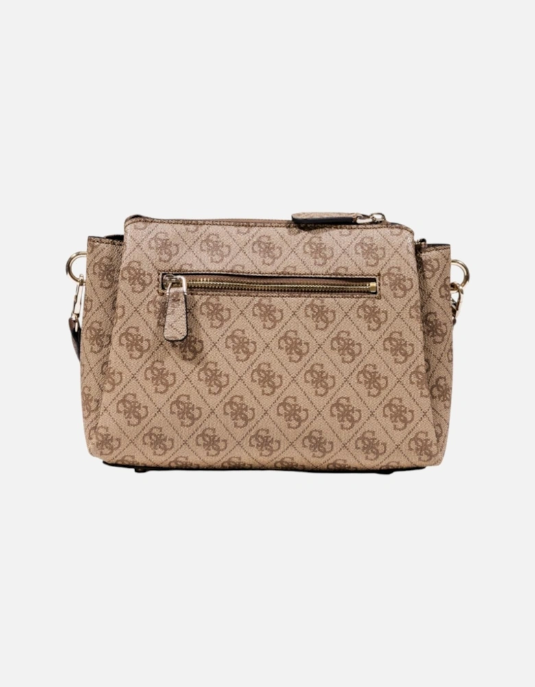 Printed Shoulder Bag with Zip Fastening Women - Beige