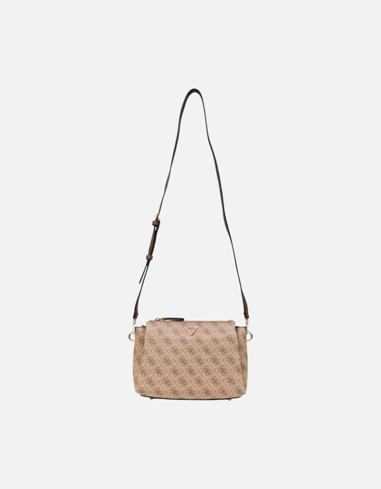 Printed Shoulder Bag with Zip Fastening Women - Beige