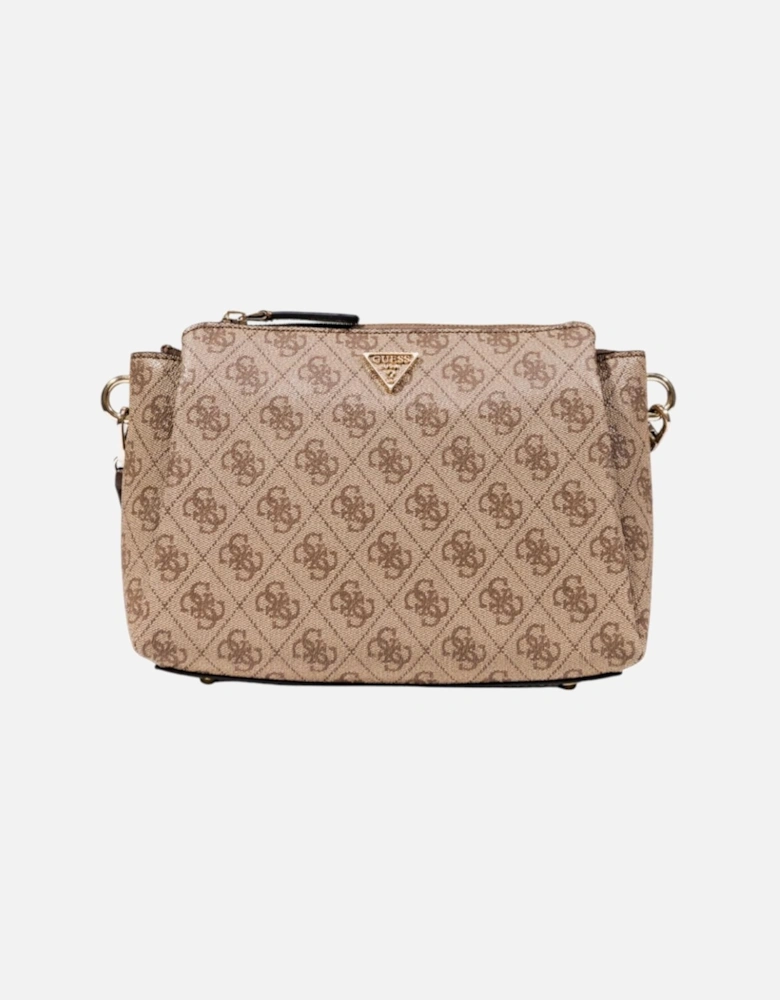 Printed Shoulder Bag with Zip Fastening Women - Beige