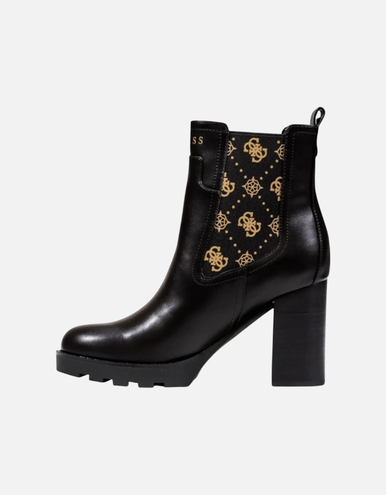 Elegant Textured Boots with Block Heel Women - Brown