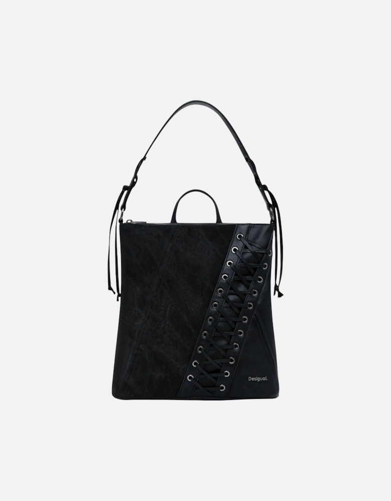 Zip Fastening Polyurethane Bag Women - Black