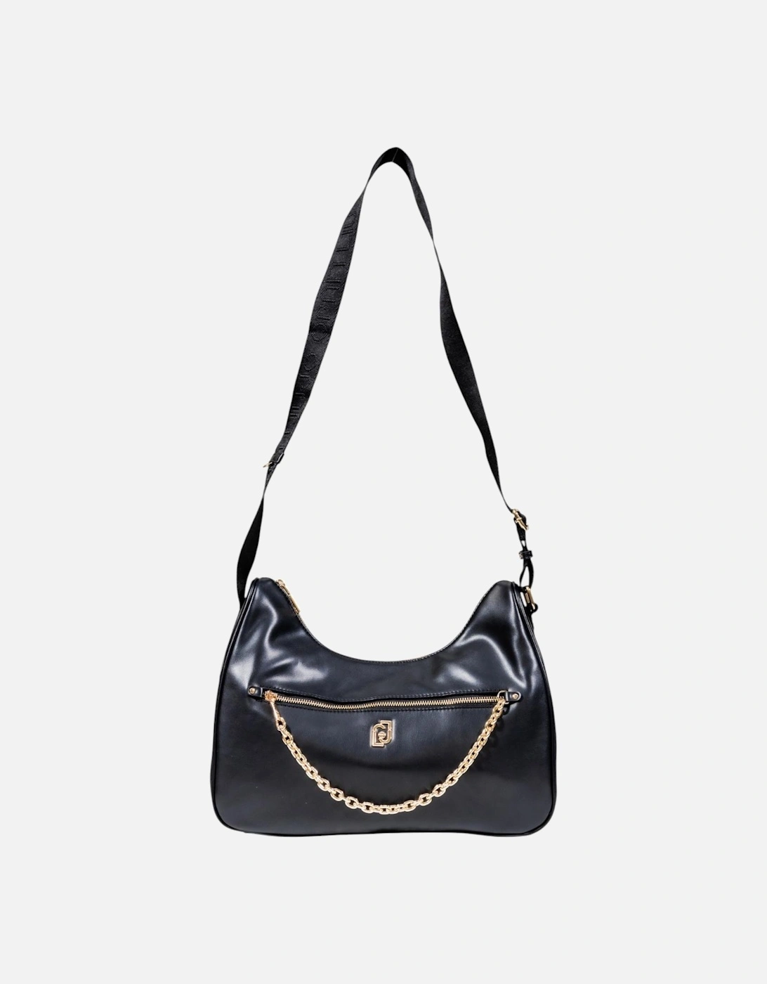 Faux Leather Shoulder Bag with Zip Fastening Women - Black, 4 of 3