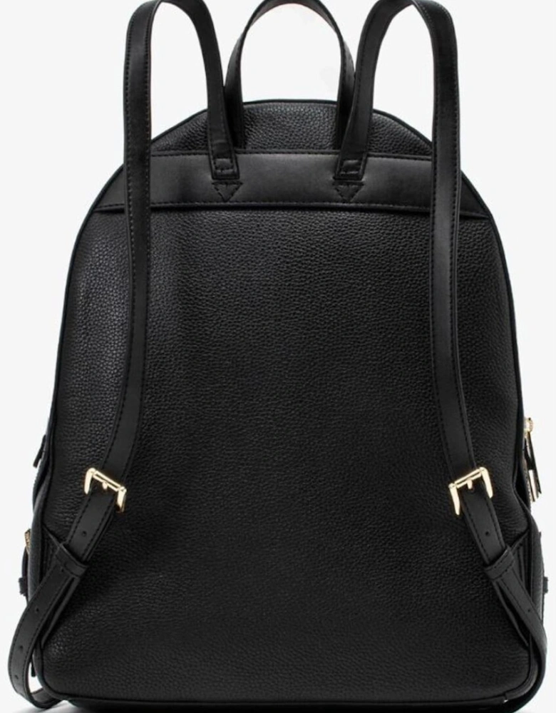 Leather Rucksack with Zip and Multiple Pockets Women - Black Bags