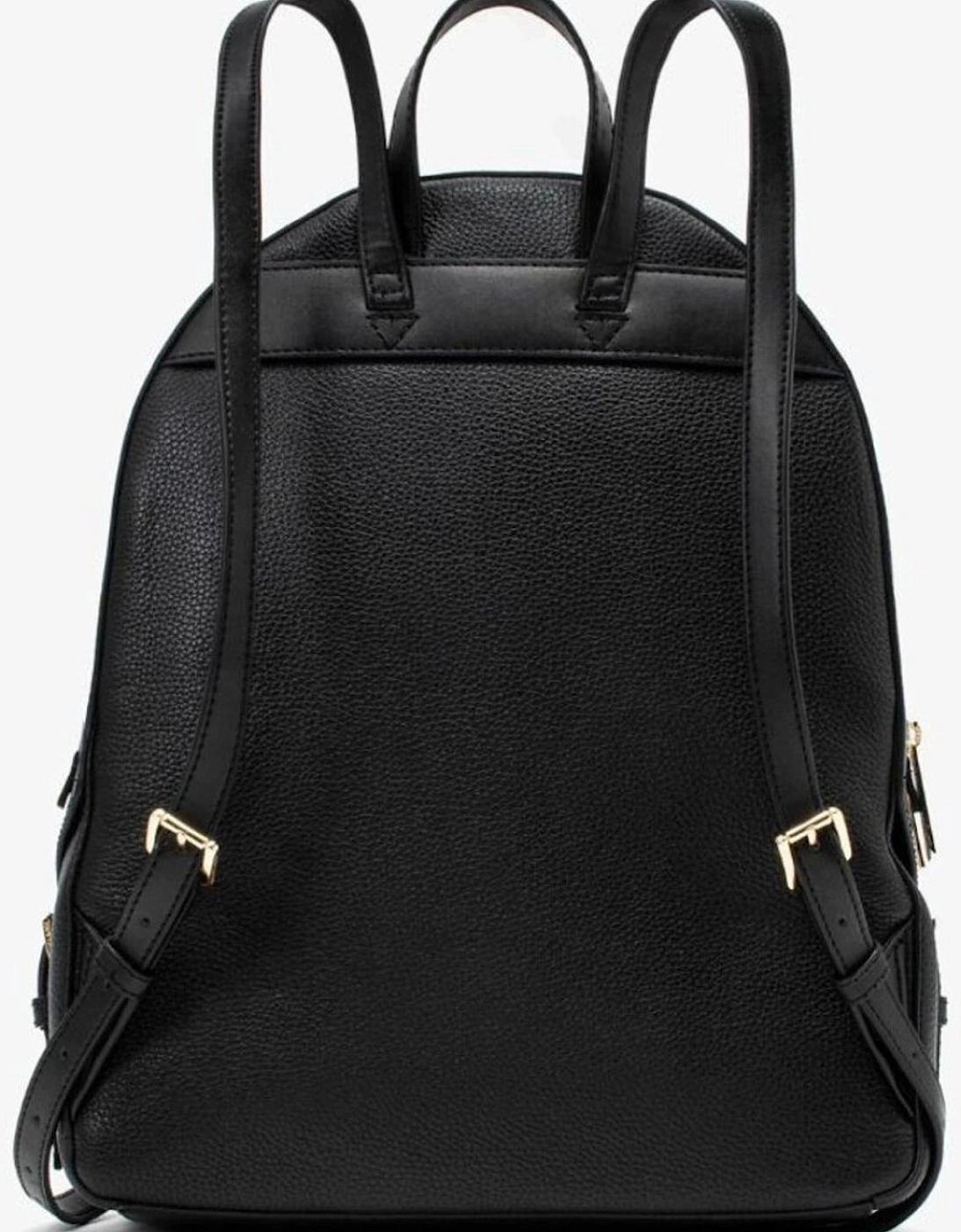 Leather Rucksack with Zip and Multiple Pockets Women - Black Bags