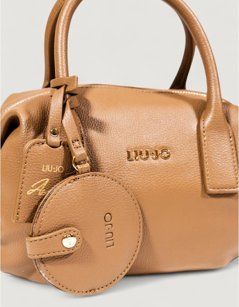 Zip Fastening Polyurethane Bag Women - Beige