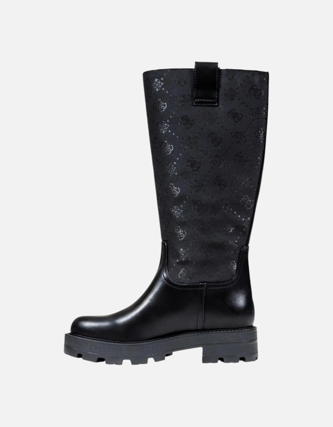 Slip-On Printed Round Toe Boots Women - Black