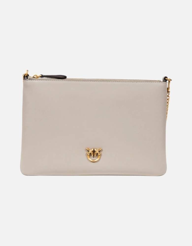 Faux Leather Shoulder Bag with Zip Fastening Women - Beige