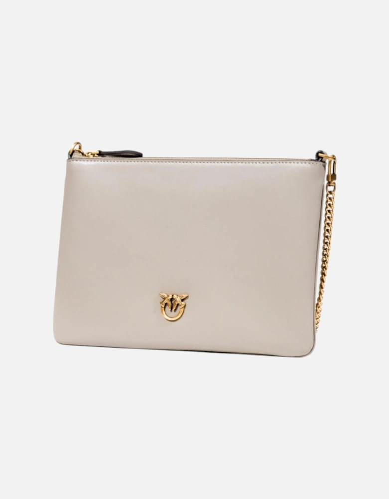 Faux Leather Shoulder Bag with Zip Fastening Women - Beige
