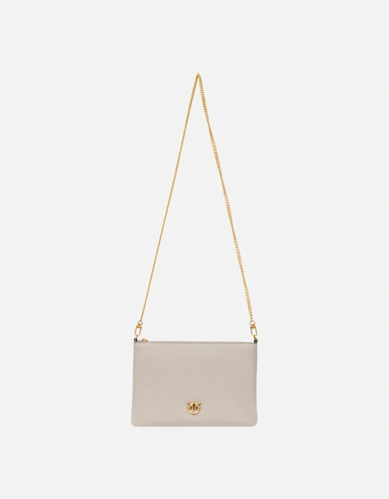 Faux Leather Shoulder Bag with Zip Fastening Women - Beige