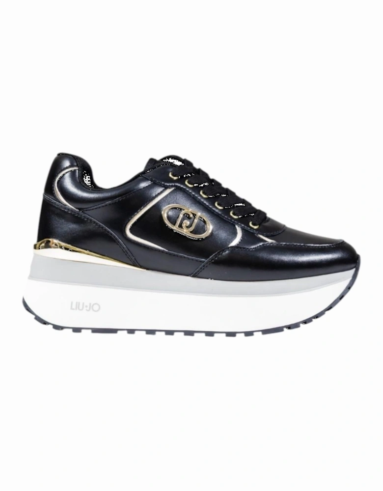 Faux Leather Lace-Up Sneakers Women - Black
