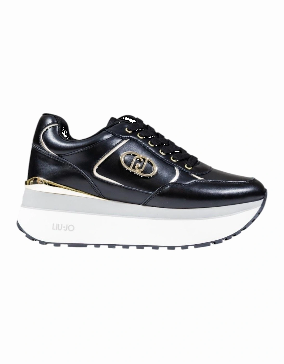 Faux Leather Lace-Up Sneakers Women - Black, 4 of 3