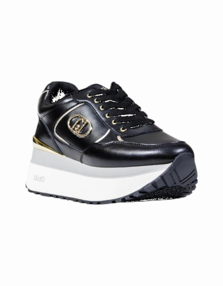 Faux Leather Lace-Up Sneakers Women - Black