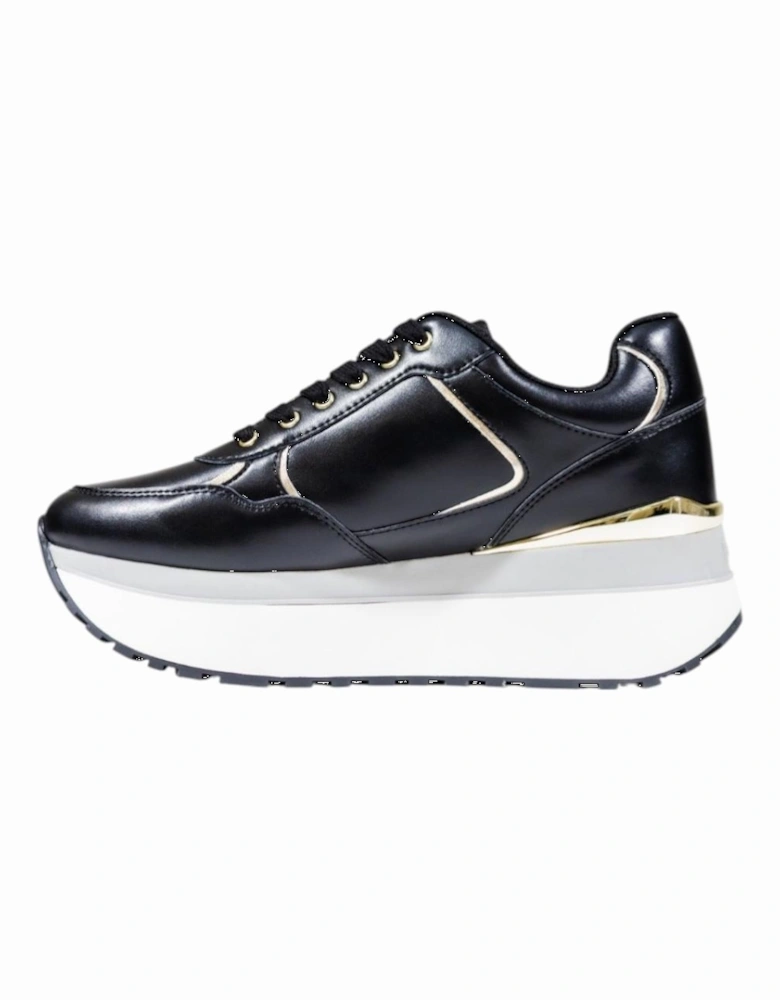 Faux Leather Lace-Up Sneakers Women - Black