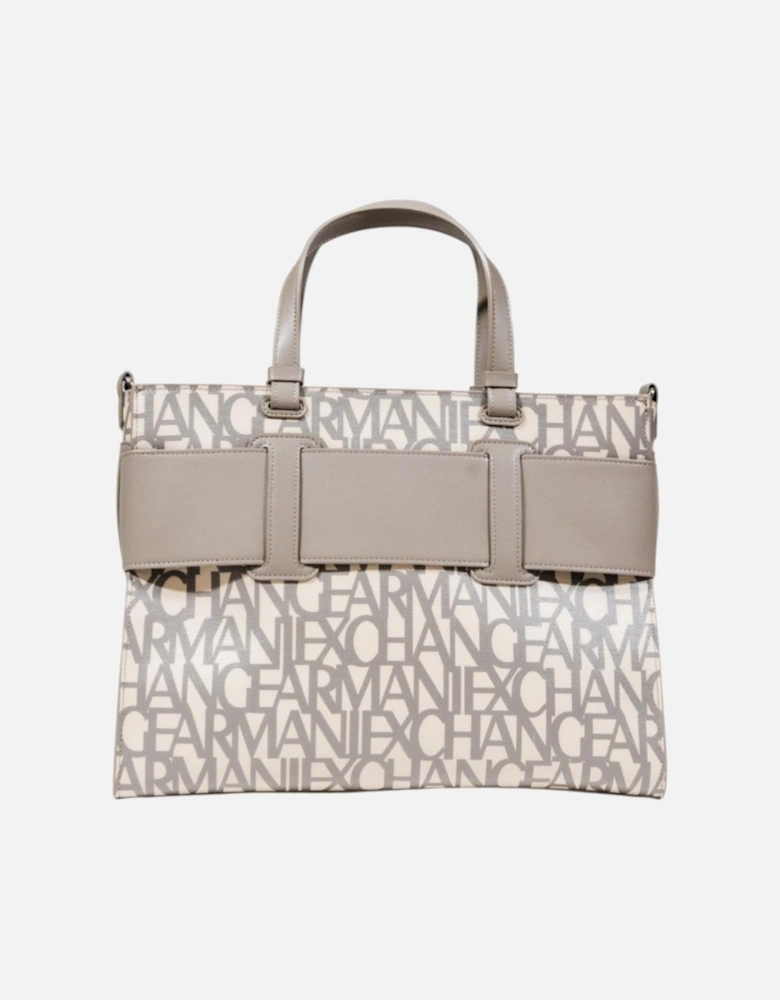 Printed Handbag with Shoulder Strap and Inside Pockets Women - Beige