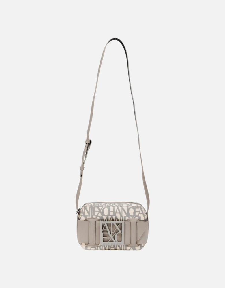 Printed Shoulder Bag with Zip Fastening Women - Beige