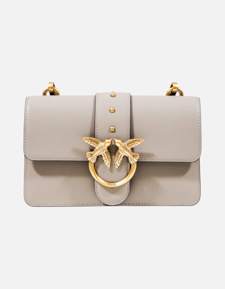 Beige Polyurethane Shoulder Bag with Hook Button Women