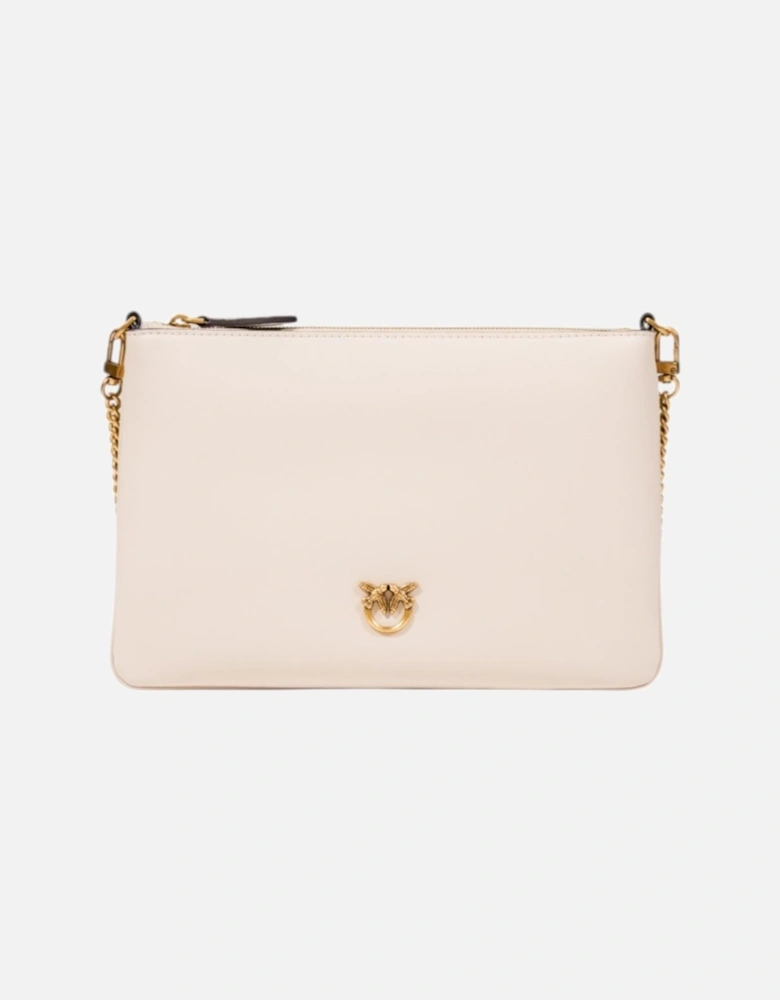 Faux Leather Shoulder Bag with Zip Women - Beige