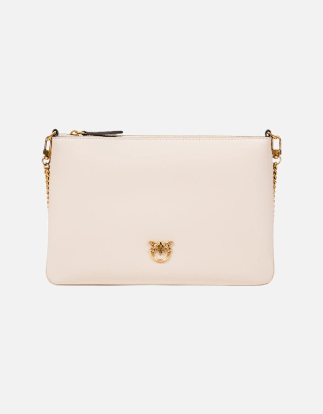 Faux Leather Shoulder Bag with Zip Women - Beige