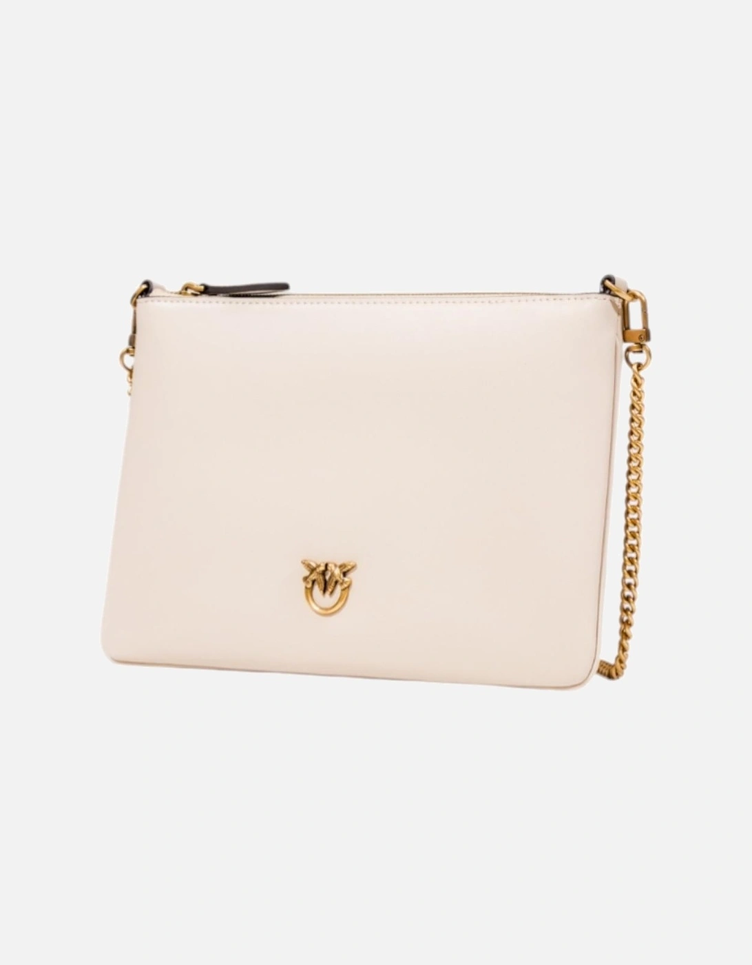 Faux Leather Shoulder Bag with Zip Women - Beige