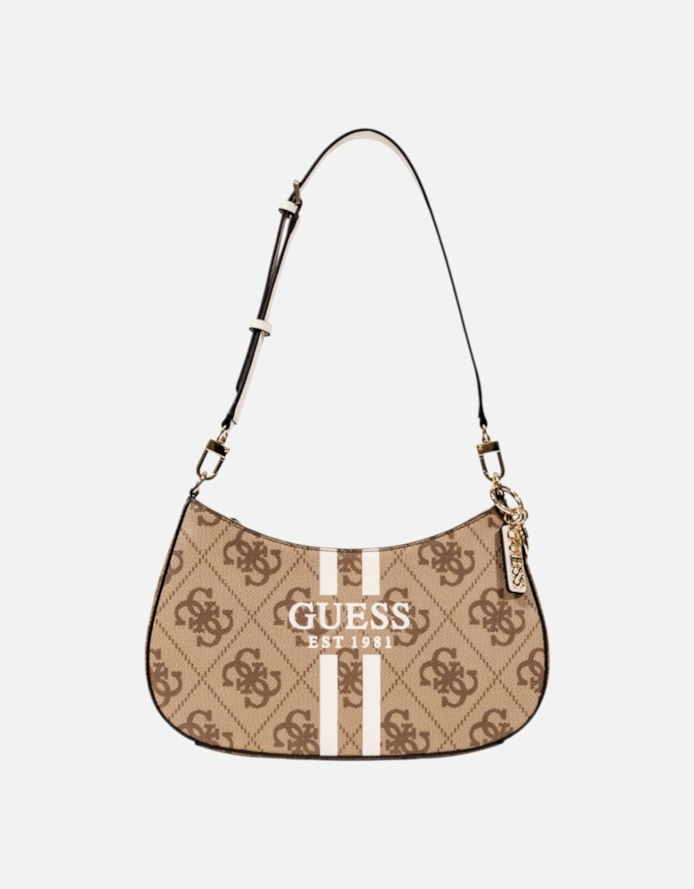 Printed Handbag with Zip and Outside Pocket Women - Beige Bags