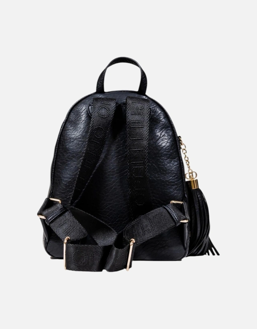 Faux Leather Rucksack with Zip and Pockets Women - Black Bags