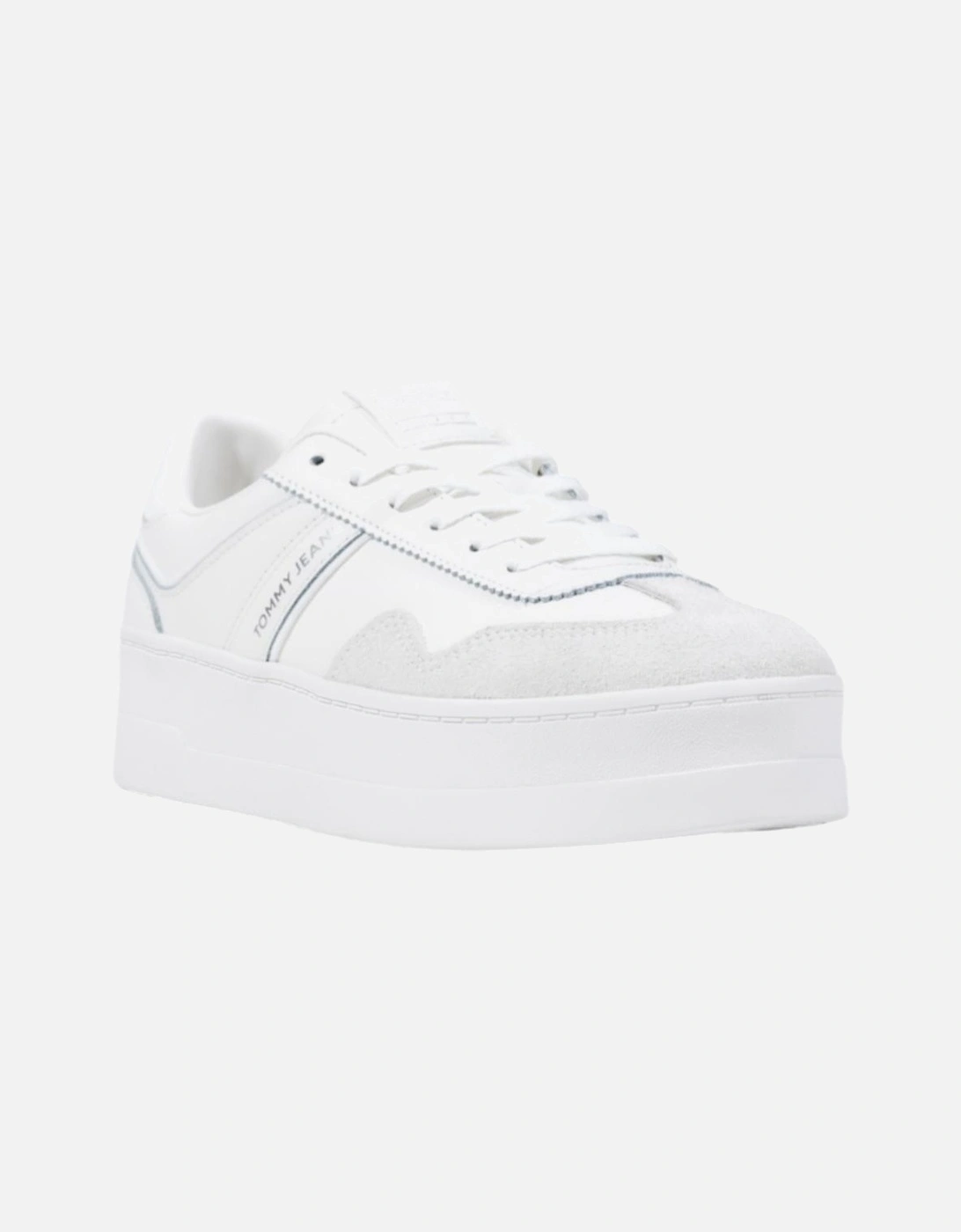 Platform Faux Leather Lace-Up Sneakers Women - White